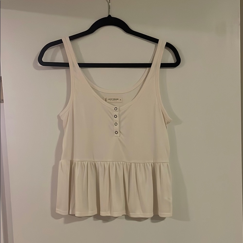 A New Day Cream Peplum Tank Top